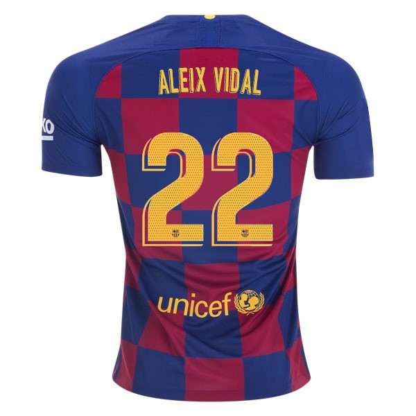 Camiseta Barcelona NO.22 Aleix Vidal 1ª 2019/20 Azul Rojo